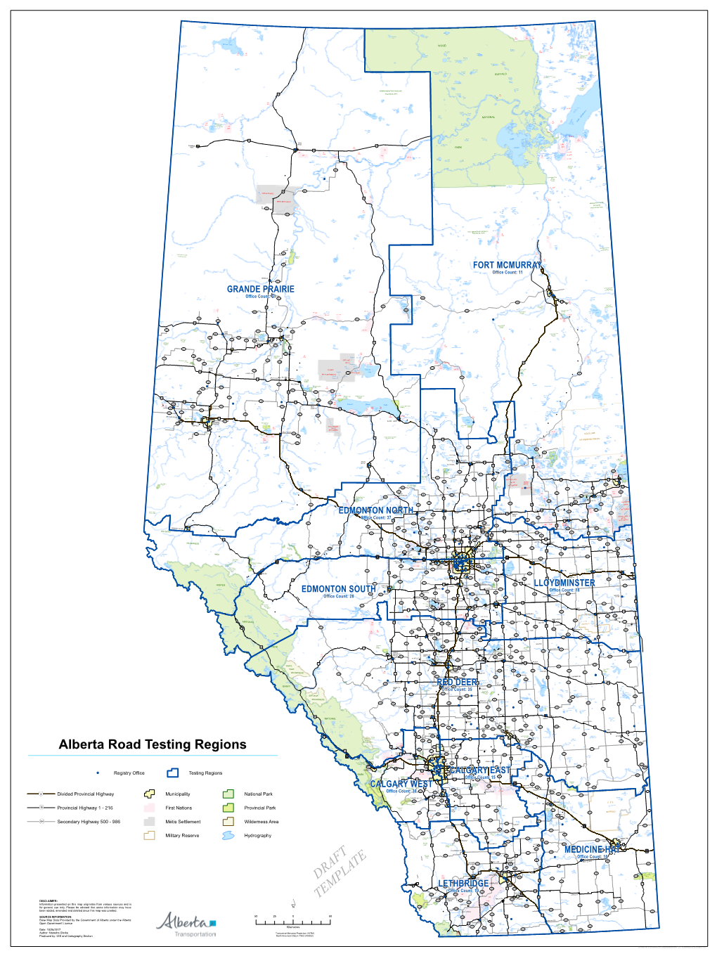´ DRAFT TEMPLATE Alberta Road Testing Regions