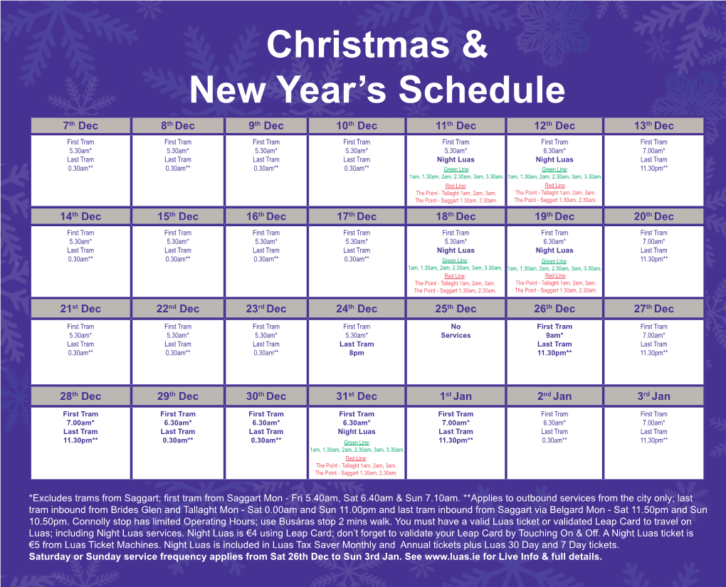 Christmas & New Year's Schedule