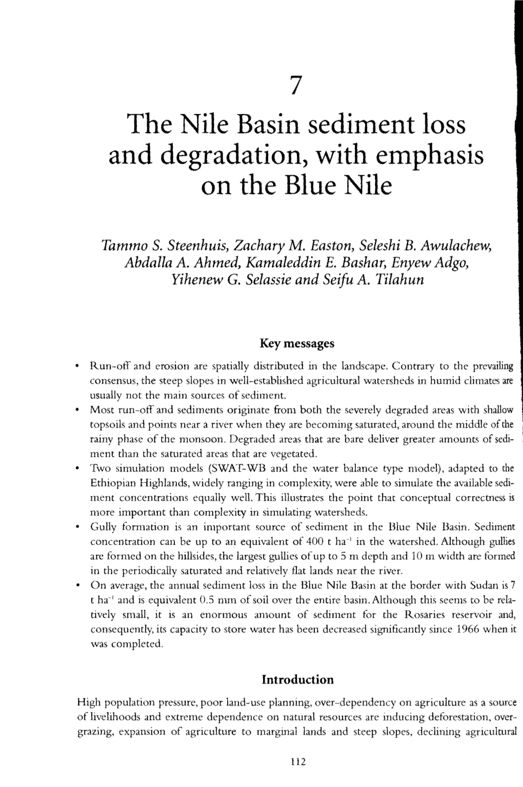 7 the Nile Basin Sediment Loss and Degradation, with Emphasis on The