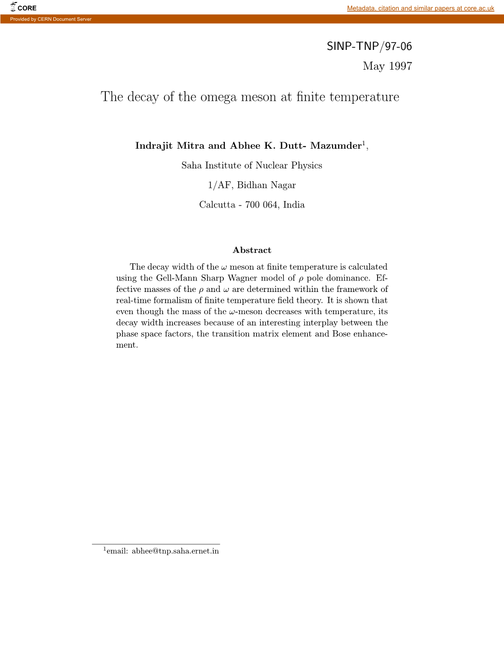 The Decay of the Omega Meson at Finite Temperature