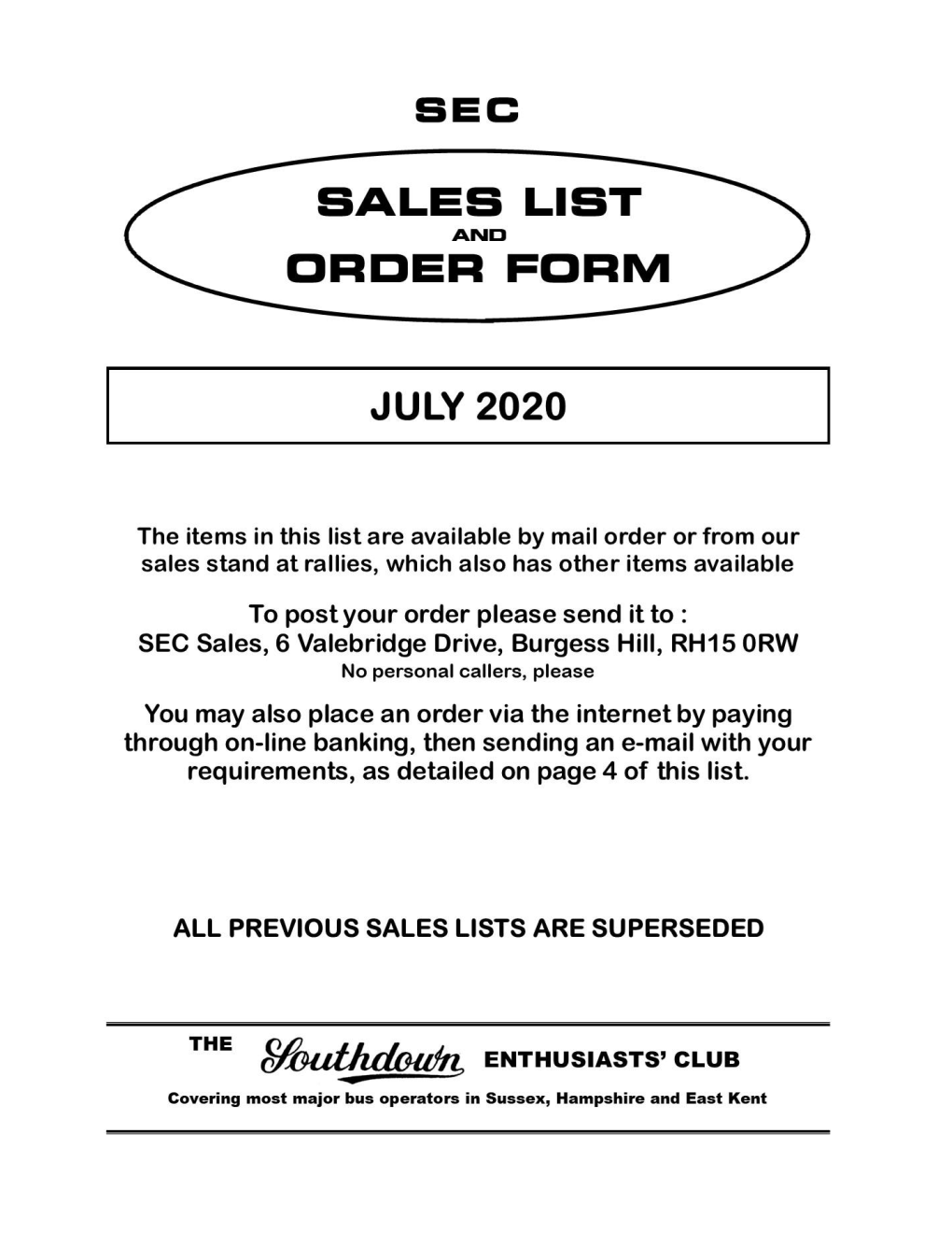 Sales List and Order Form? Yes, Please___ No, Thank You _____
