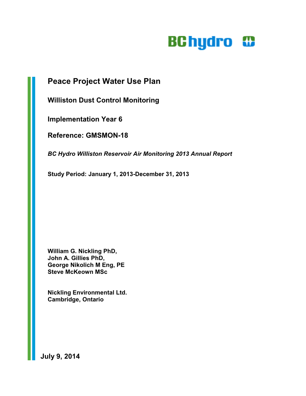 Williston Dust Control Monitoring | Year 6 | July 2014