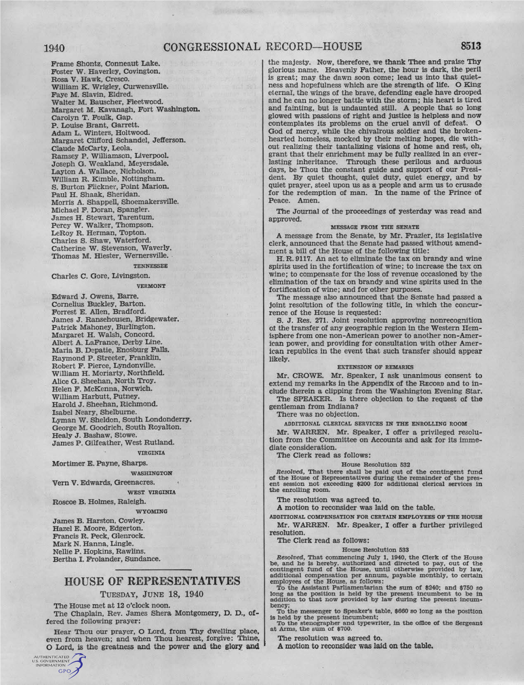 1940 ·Congressional Record-House 8513 House