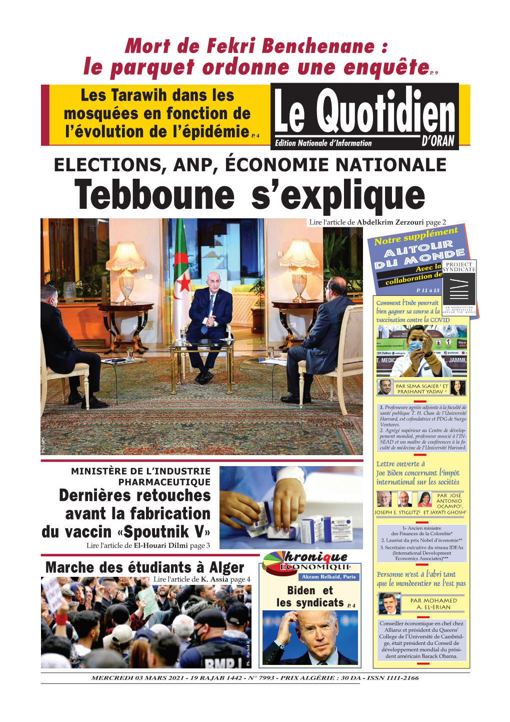 Pdf Le Quotidien D Oran Du 2021-03-03