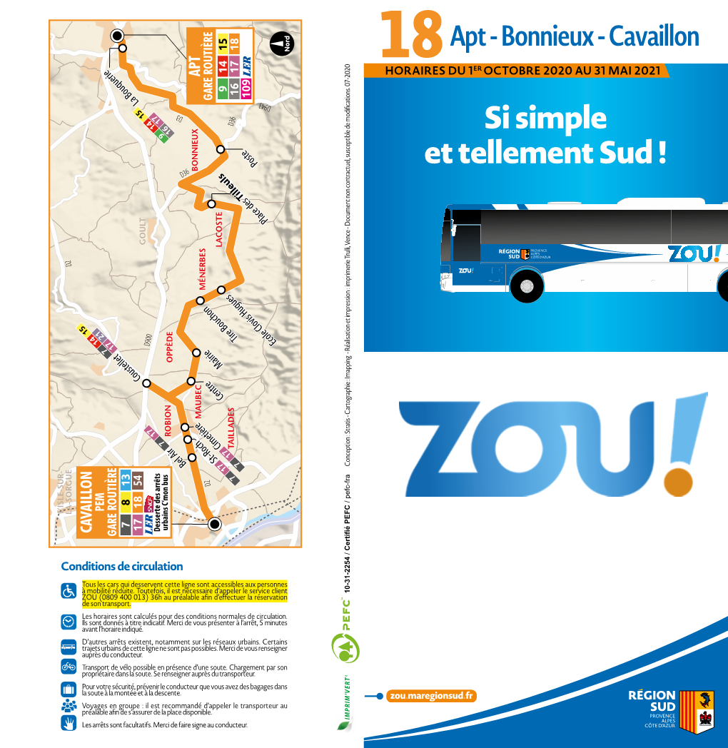 Bonnieux - Cavaillon 18HORAIRES DU 1ER OCTOBRE 2020 AU 31 MAI 2021 Si Simple