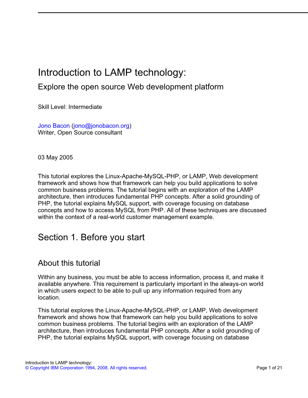 Introduction to LAMP Technology: Explore the Open Source Web Development Platform