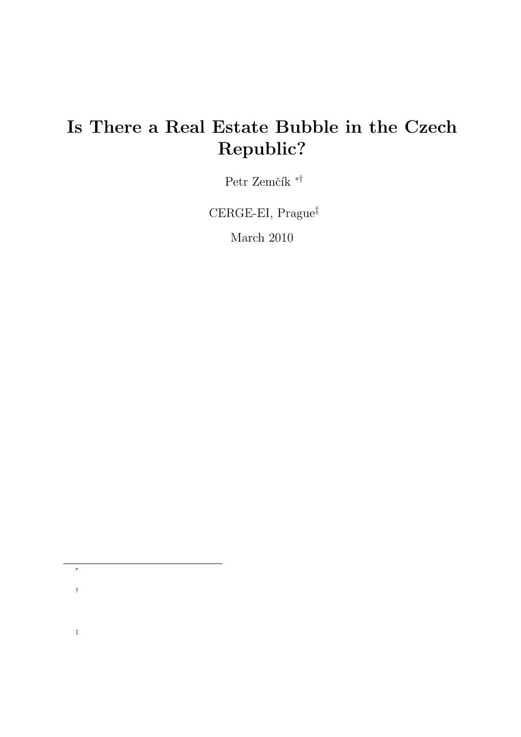 Is There a Real Estate Bubble in the Czech Republic?