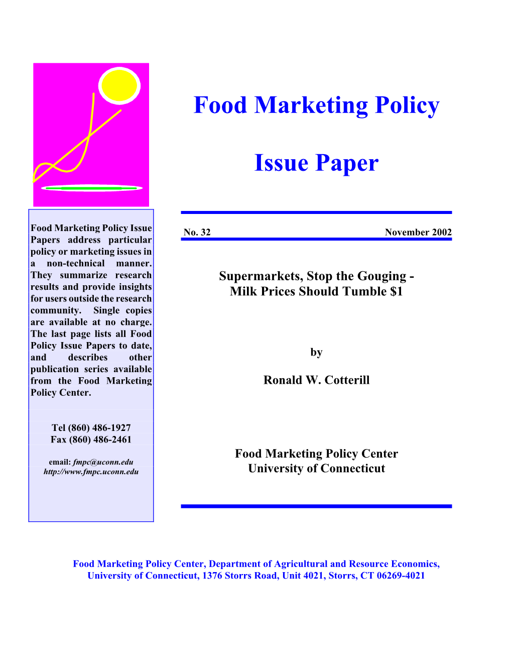 Food Marketing Policy Issue Paper