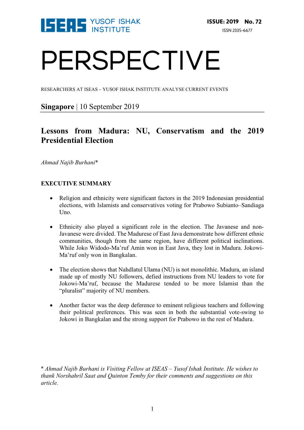 NU, Conservatism and the 2019 Presidential Election