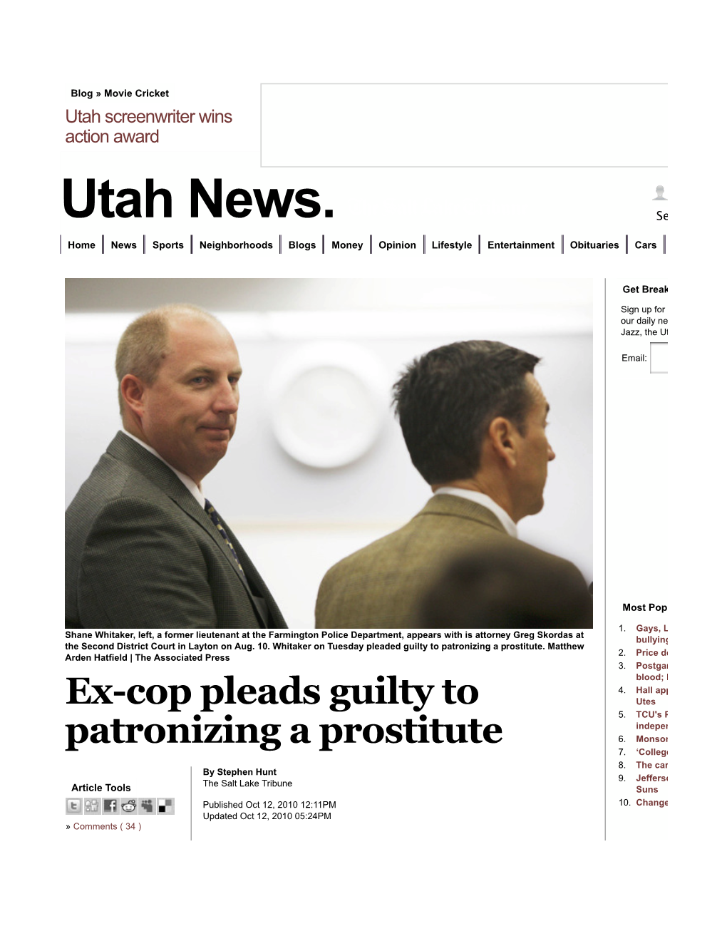 Ex-Cop Pleads Guilty to Patronizing a Prostitute | the Salt Lake Tribune.Pdf