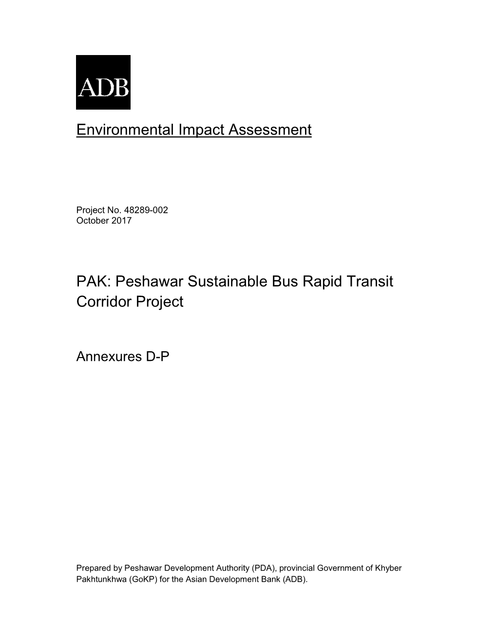 Peshawar Sustainable Bus Rapid Transit Corridor Project