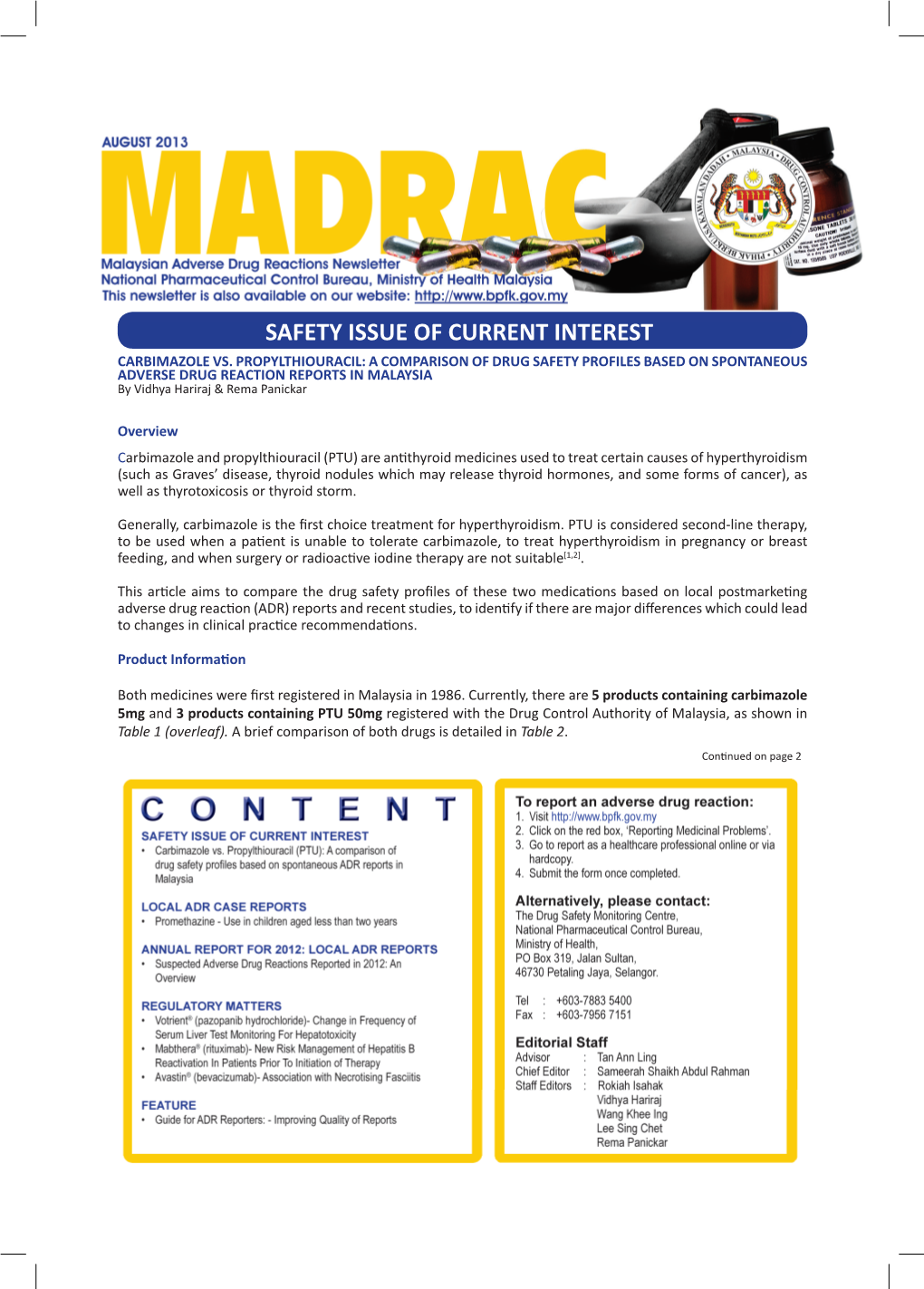 Safety Issue of Current Interest Carbimazole Vs