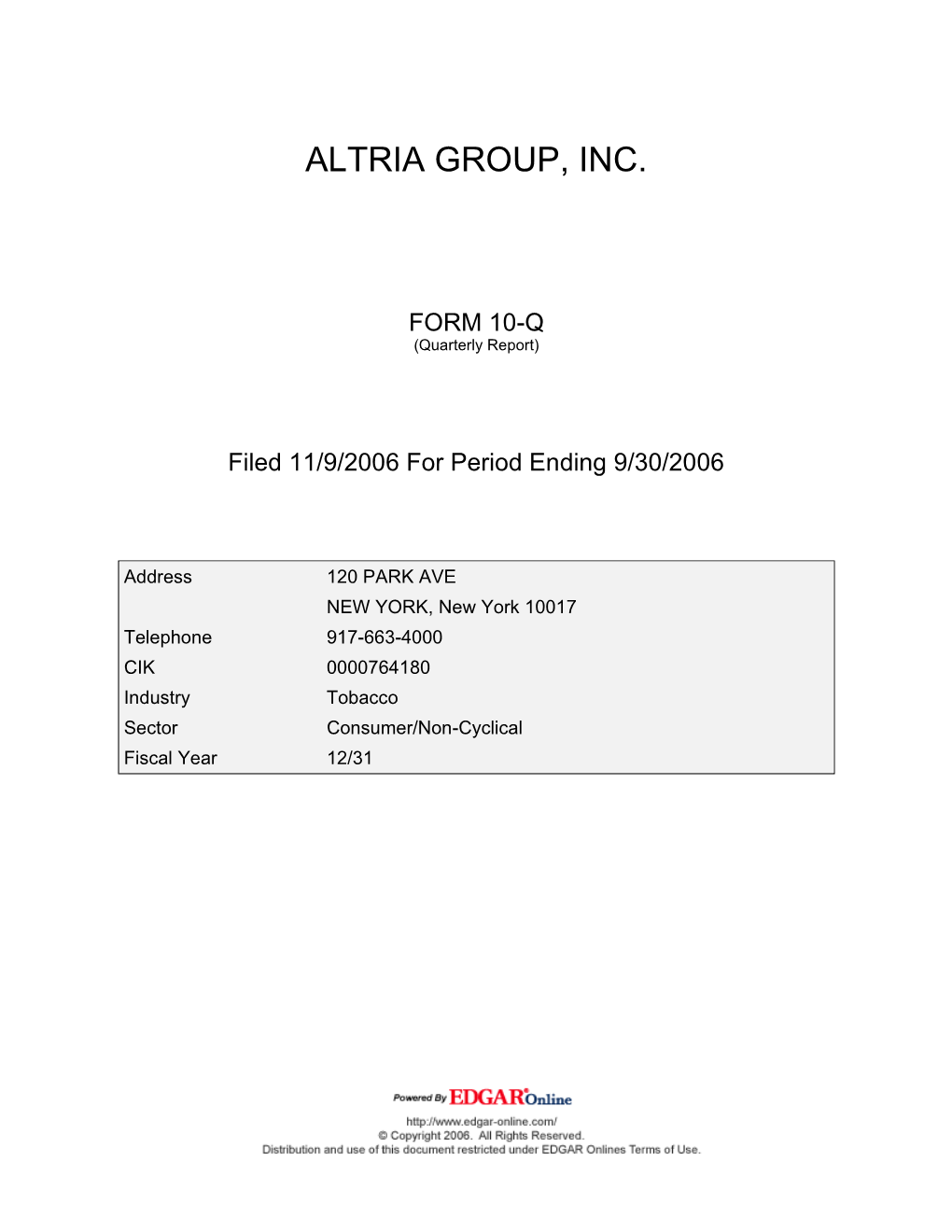 Altria Group, Inc