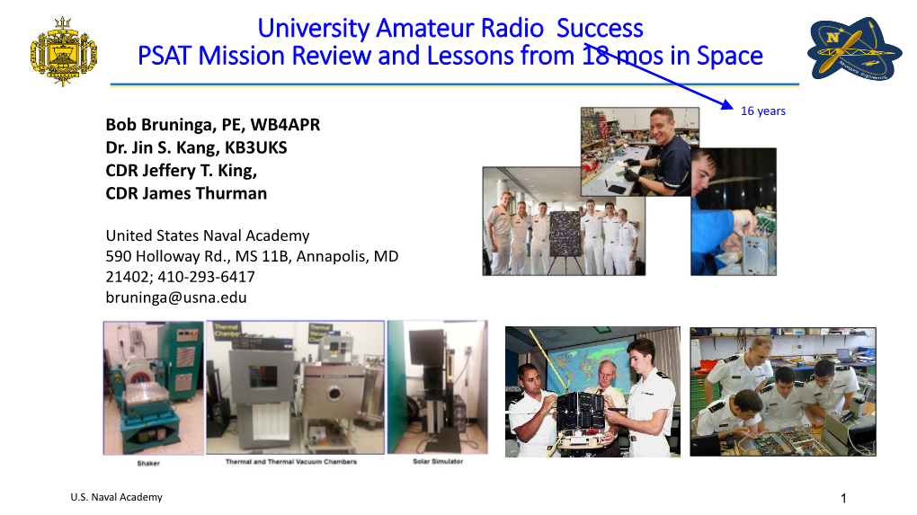 University Amateur Radio Success PSAT Mission Review and Lessons from 18 Mos in Space