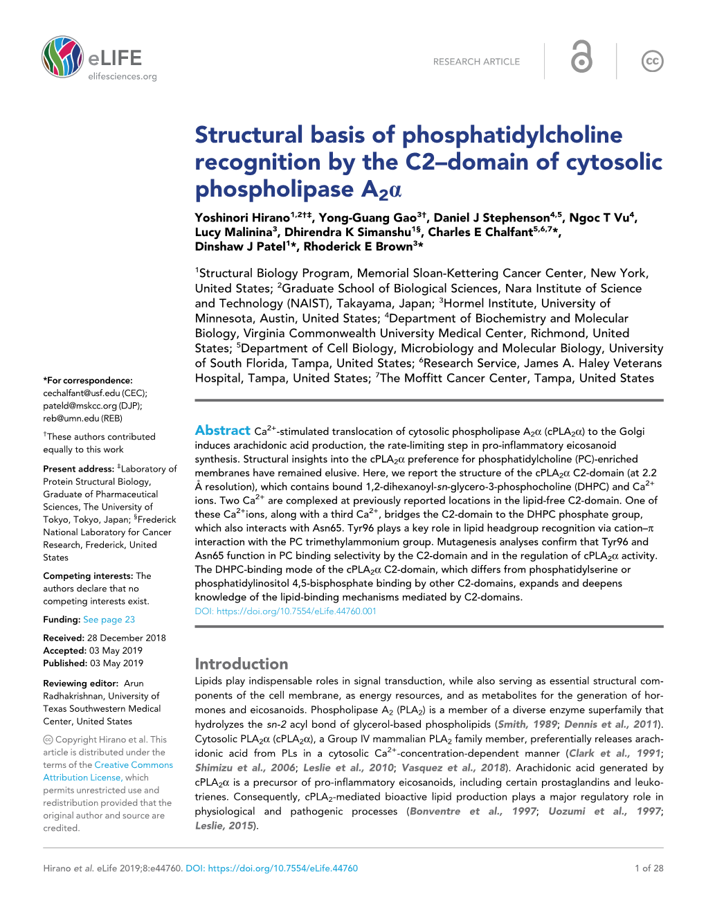 Structural Basis of Phosphatidylcholine Recognition by the C2–Domain of Cytosolic Phospholipase