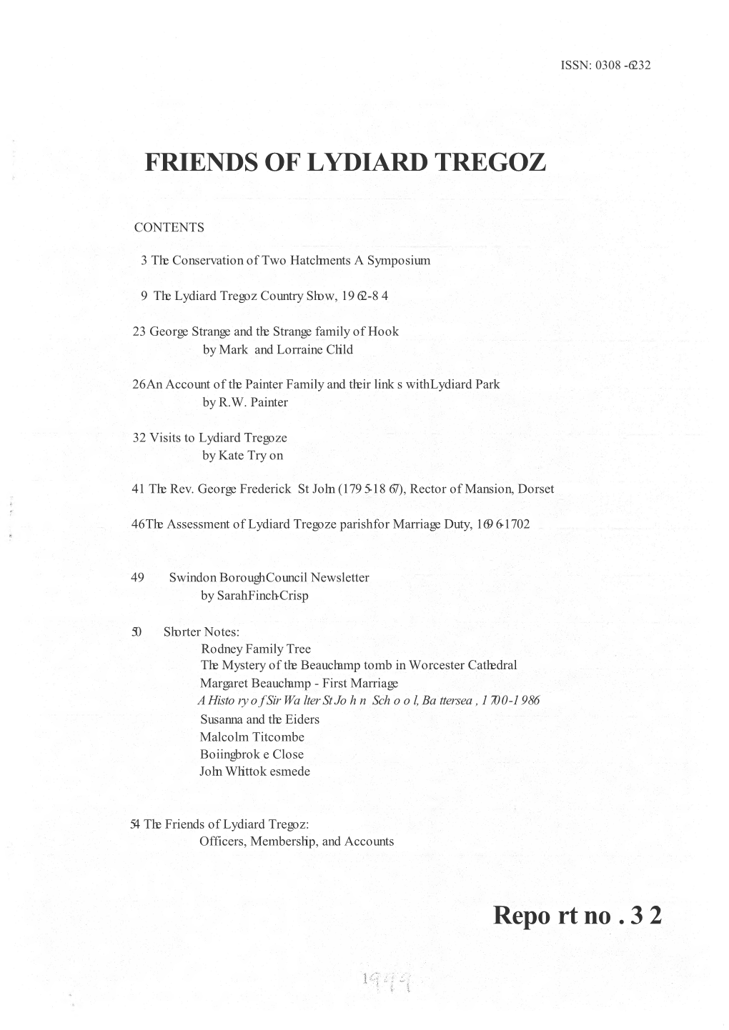 FRIENDS of LYDIARD TREGOZ Report No. 32