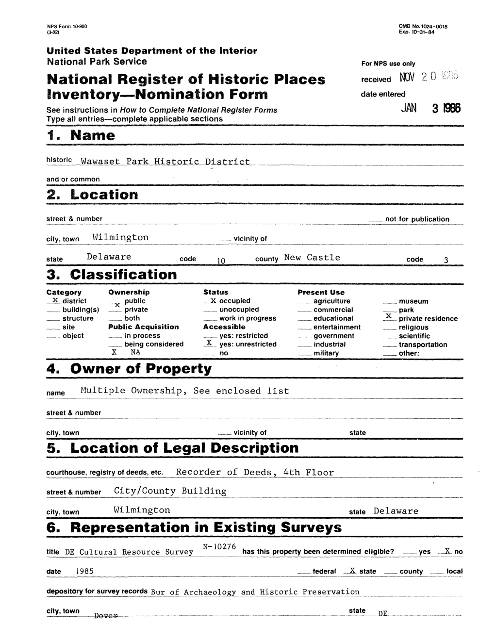 National Register of Historic Places Inventory Nomination Form 1