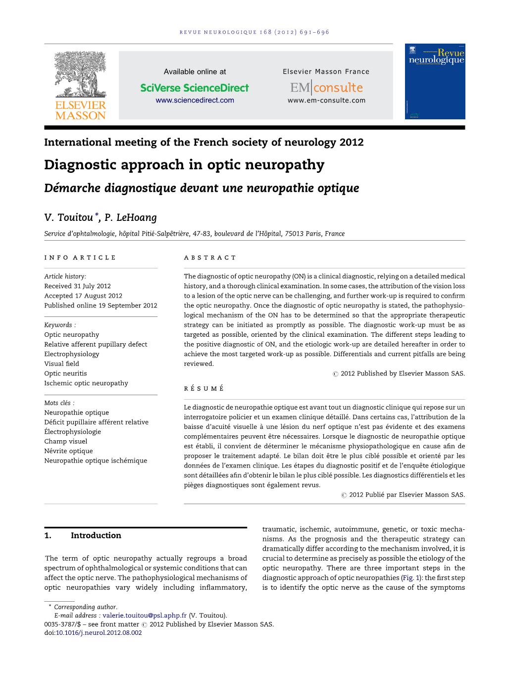 Diagnostic Approach in Optic Neuropathy