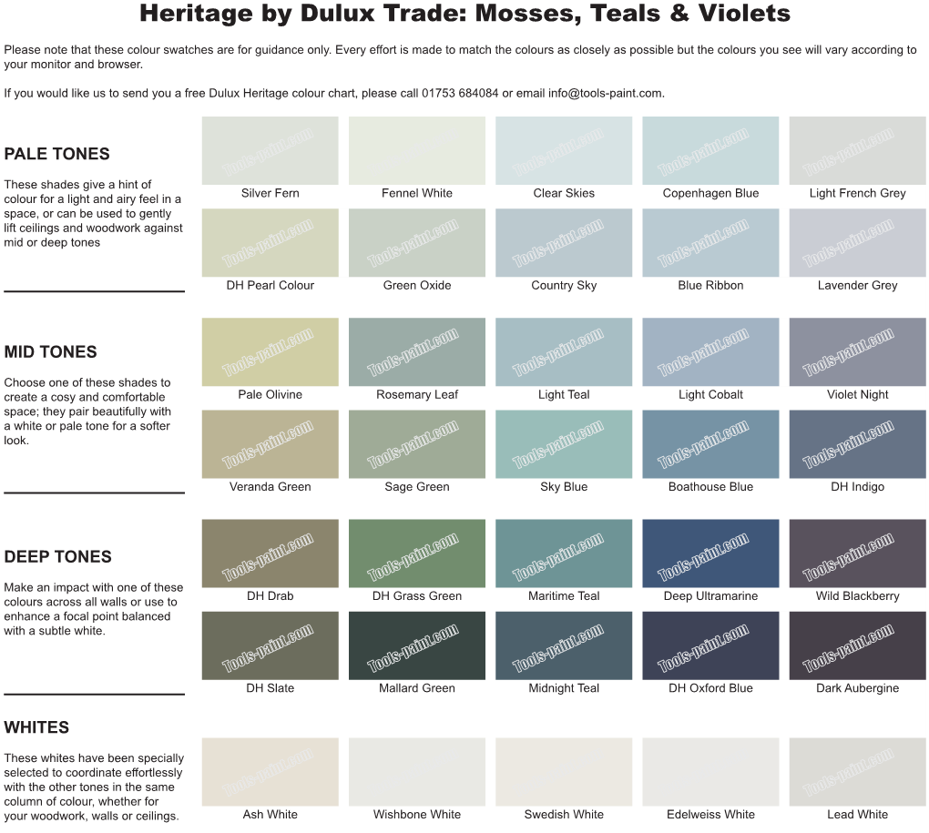 Dulux Trade Heritage Mosses, Teals & Violets