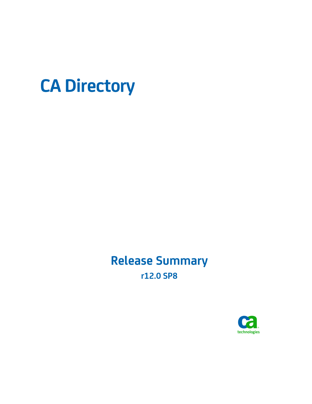 CA Directory Release Summary