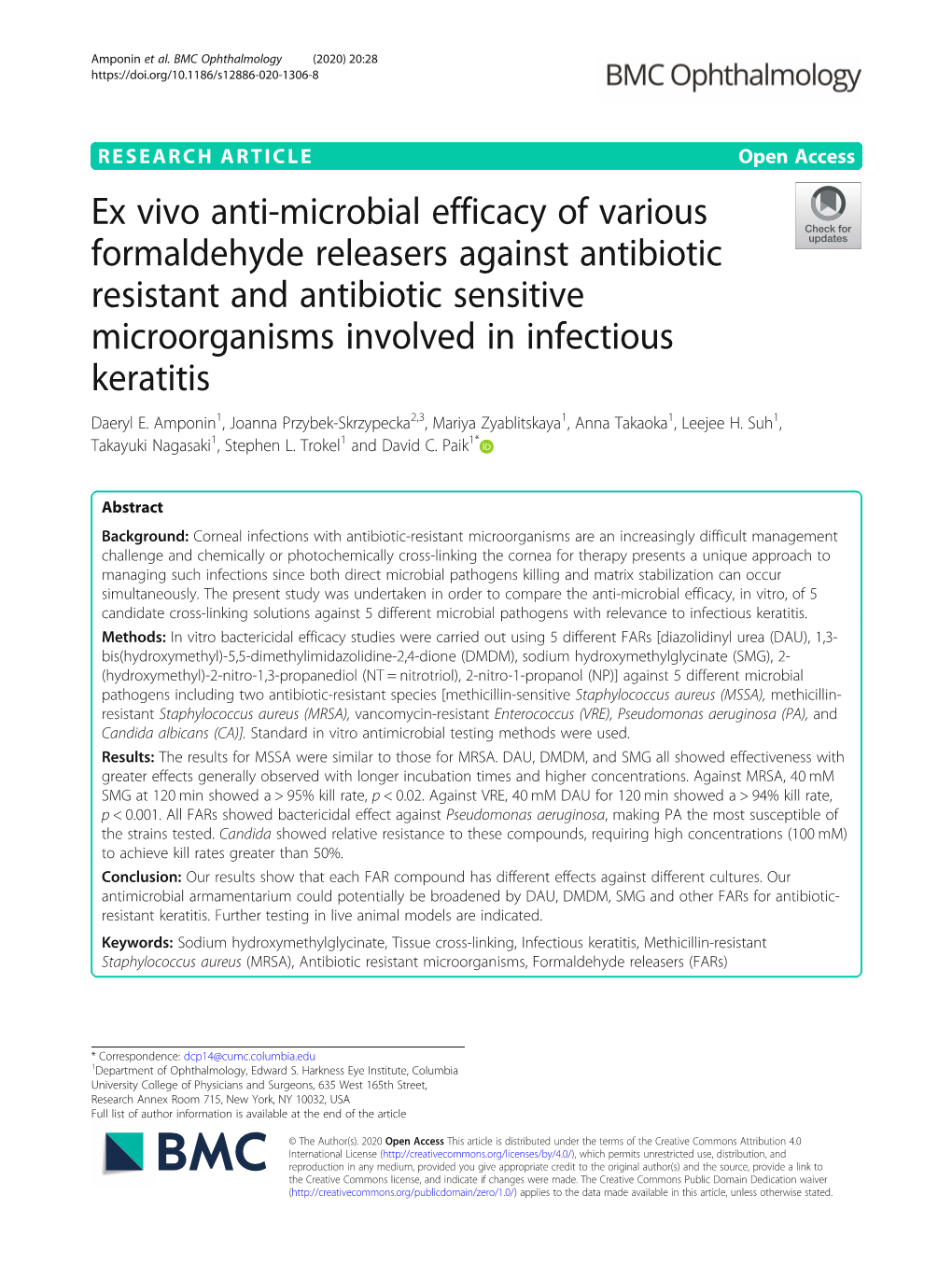 Ex Vivo Anti-Microbial Efficacy of Various Formaldehyde Releasers