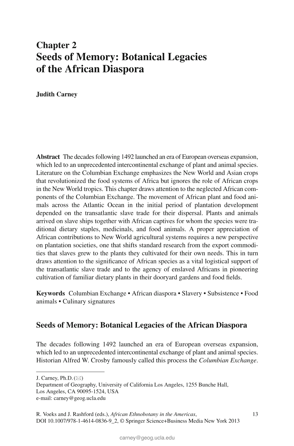 Seeds of Memory: Botanical Legacies of the African Diaspora