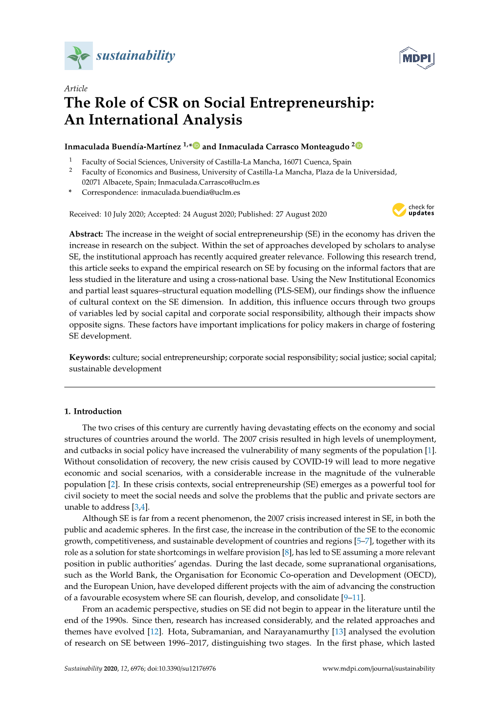 The Role of CSR on Social Entrepreneurship: an International Analysis