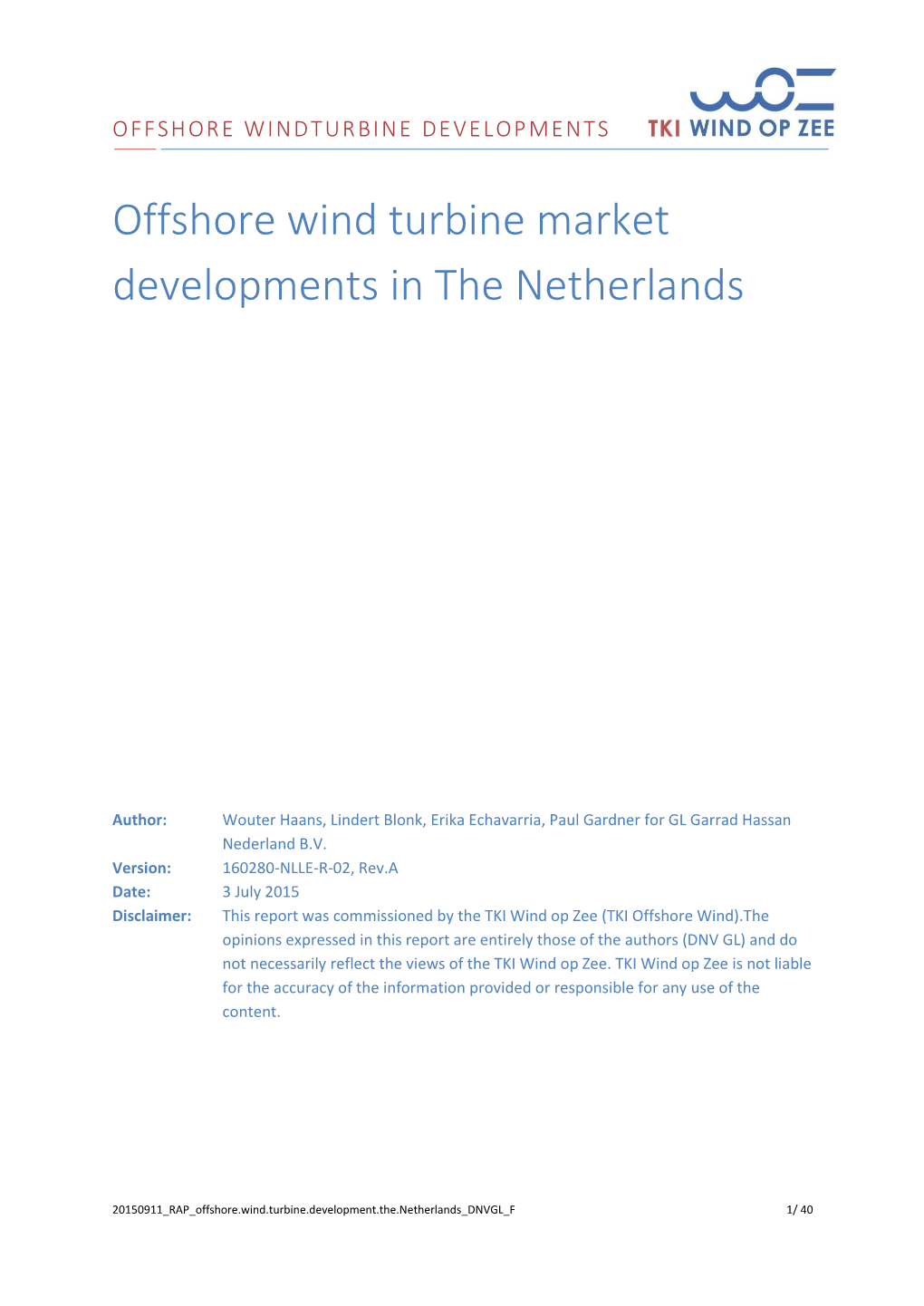 Offshore Wind Turbine Market Developments in the Netherlands