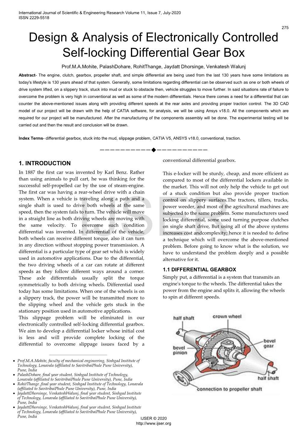 Design & Analysis of Electronically Controlled Self-Locking Differential