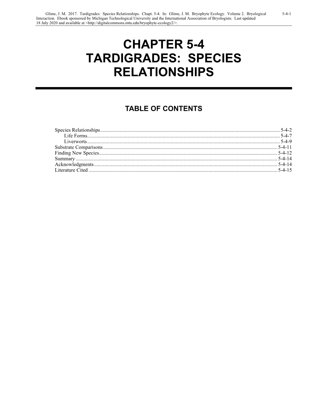 Tardigrades: Species Relationships