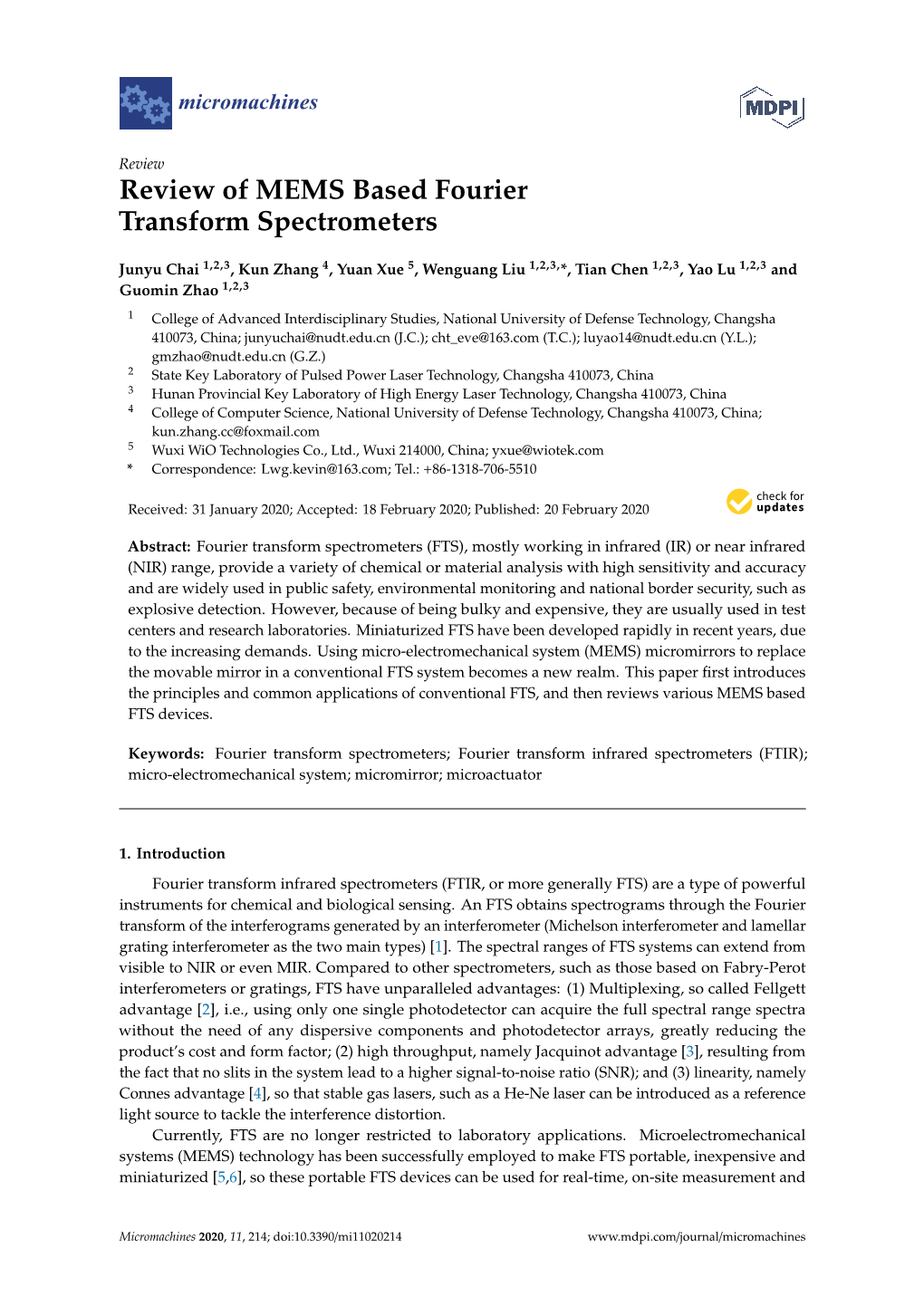 Review of MEMS Based Fourier Transform Spectrometers