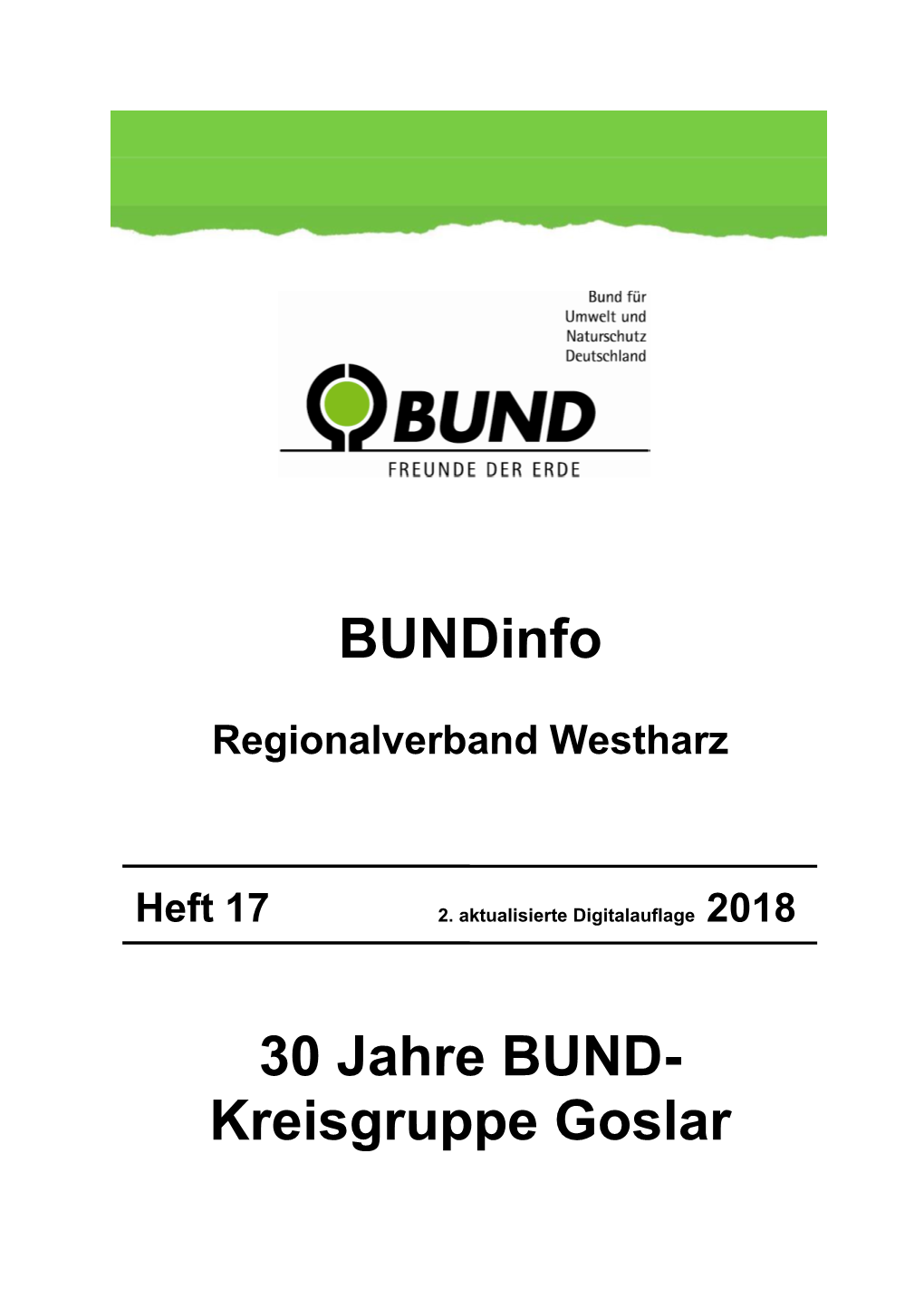 BUND-Regionalverband Westharz 30 Jahre Chronik