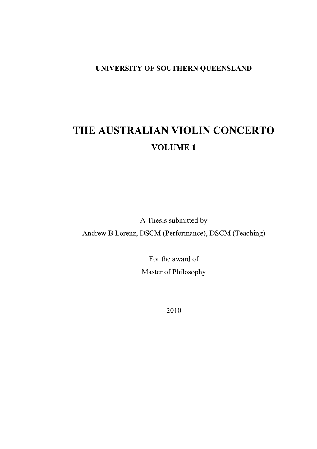 The Australian Violin Concerto Volume 1