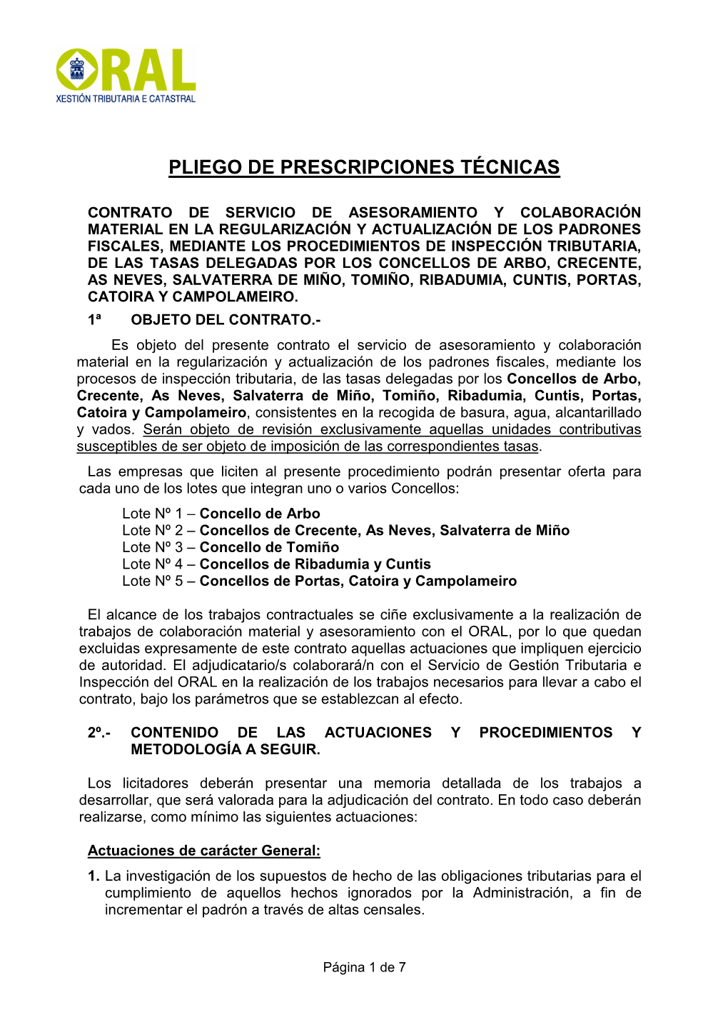 Pliego De Prescripciones Técnicas