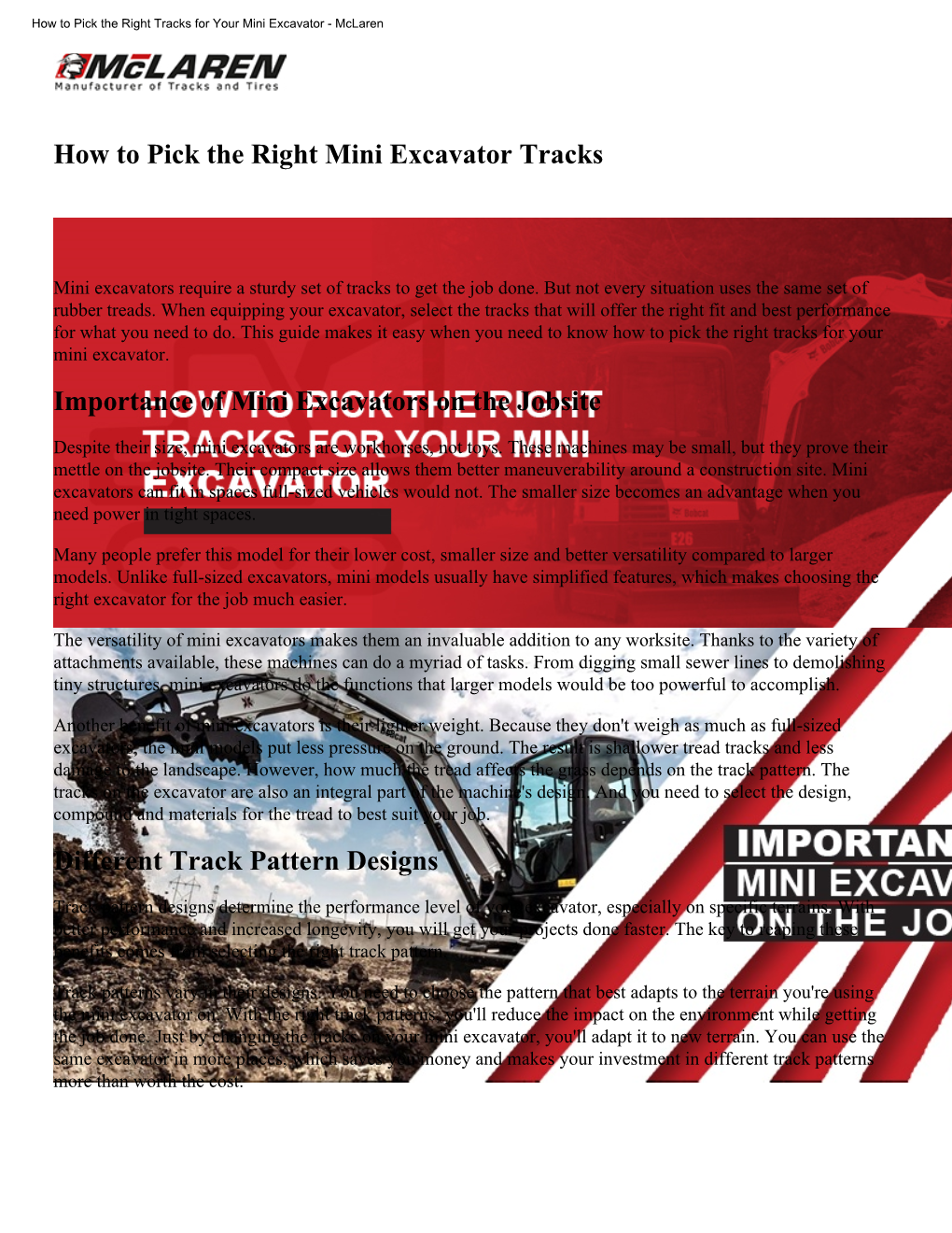 How to Pick the Right Mini Excavator Tracks