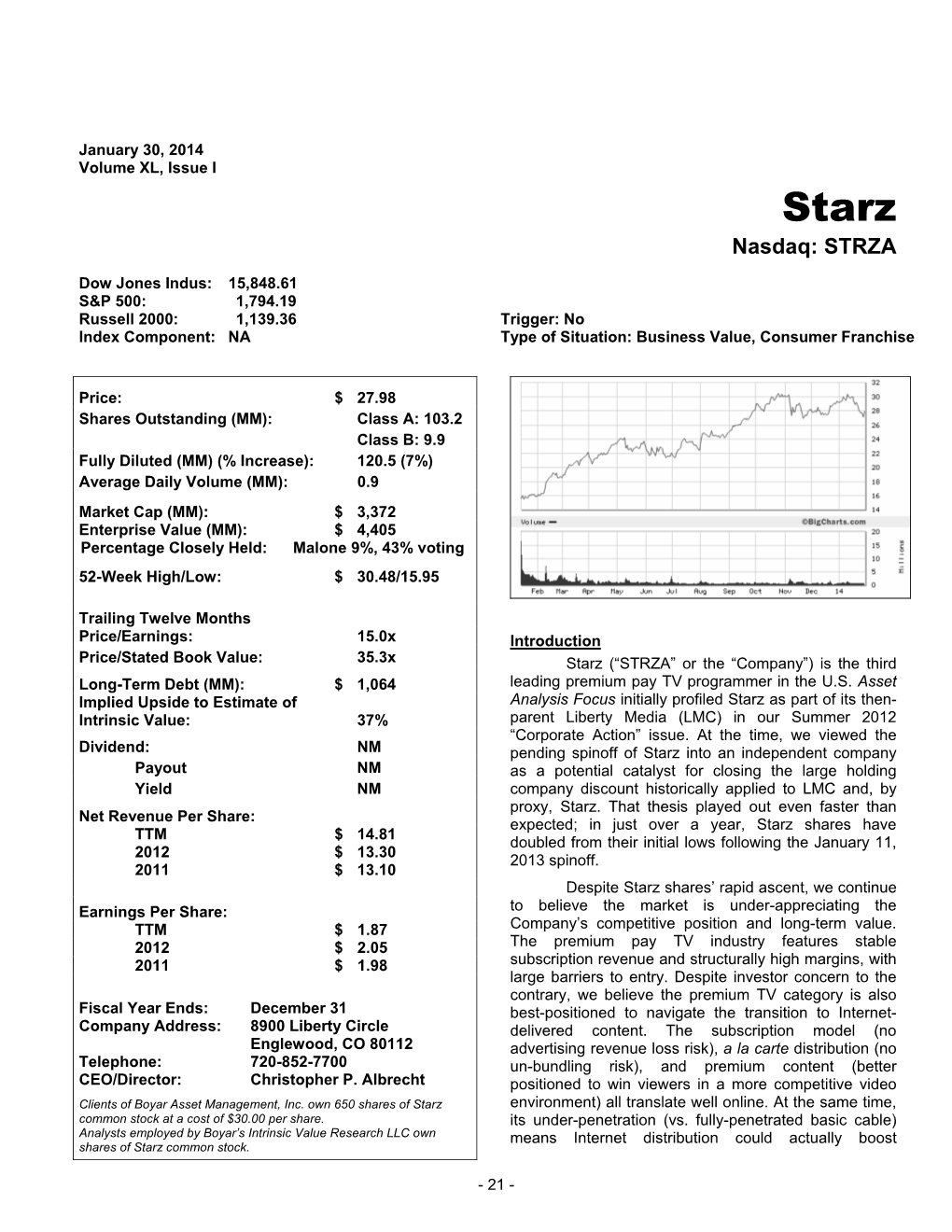 Starz Nasdaq: STRZA