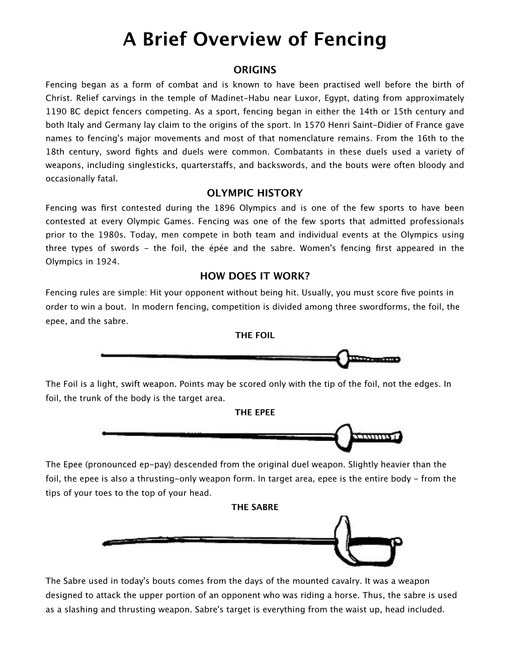 A Brief Overview of Fencing