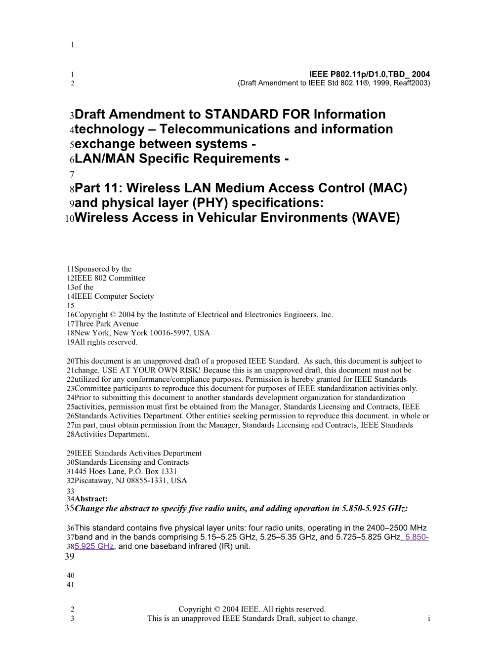 Draft Amendment to IEEE Std 802.11 , 1999, Reaff2003