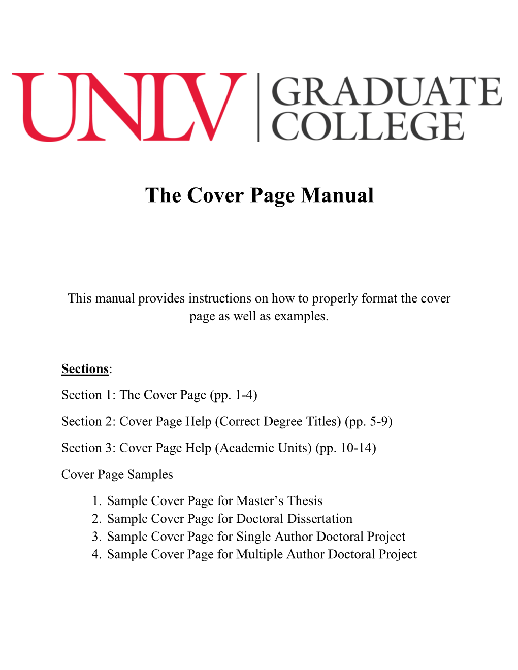 The Cover Page Manual