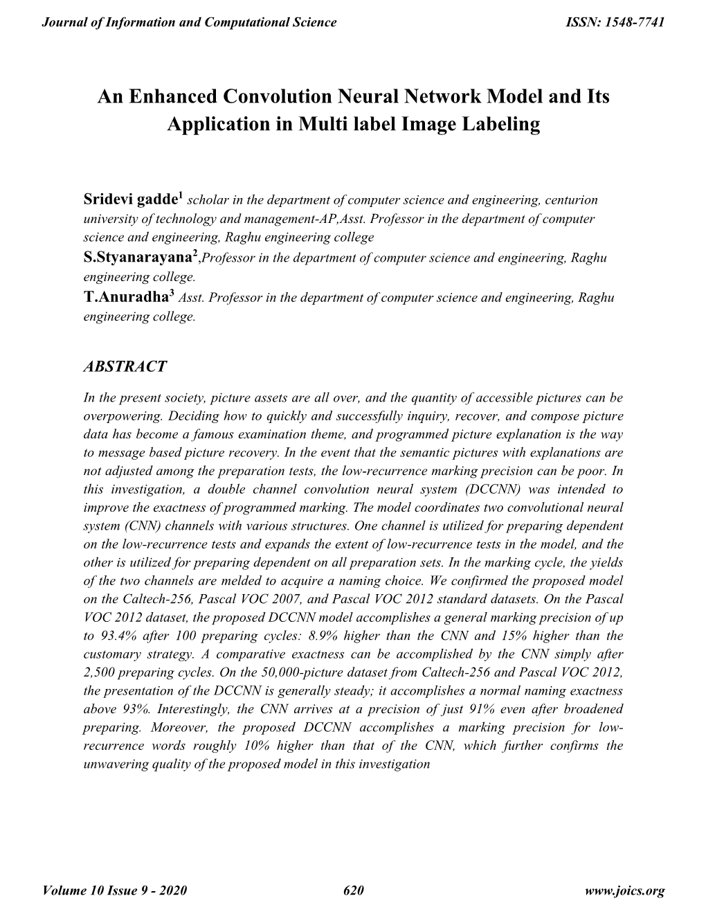 An Enhanced Convolution Neural Network Model and Its Application in Multi Label Image Labeling