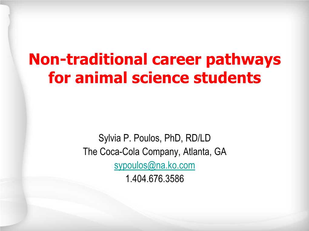 Non-Traditional Career Pathways for Animal Science Students