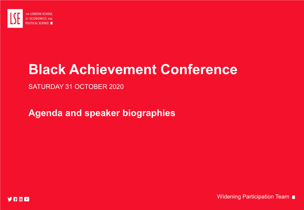 Black Achievement Conference SATURDAY 31 OCTOBER 2020