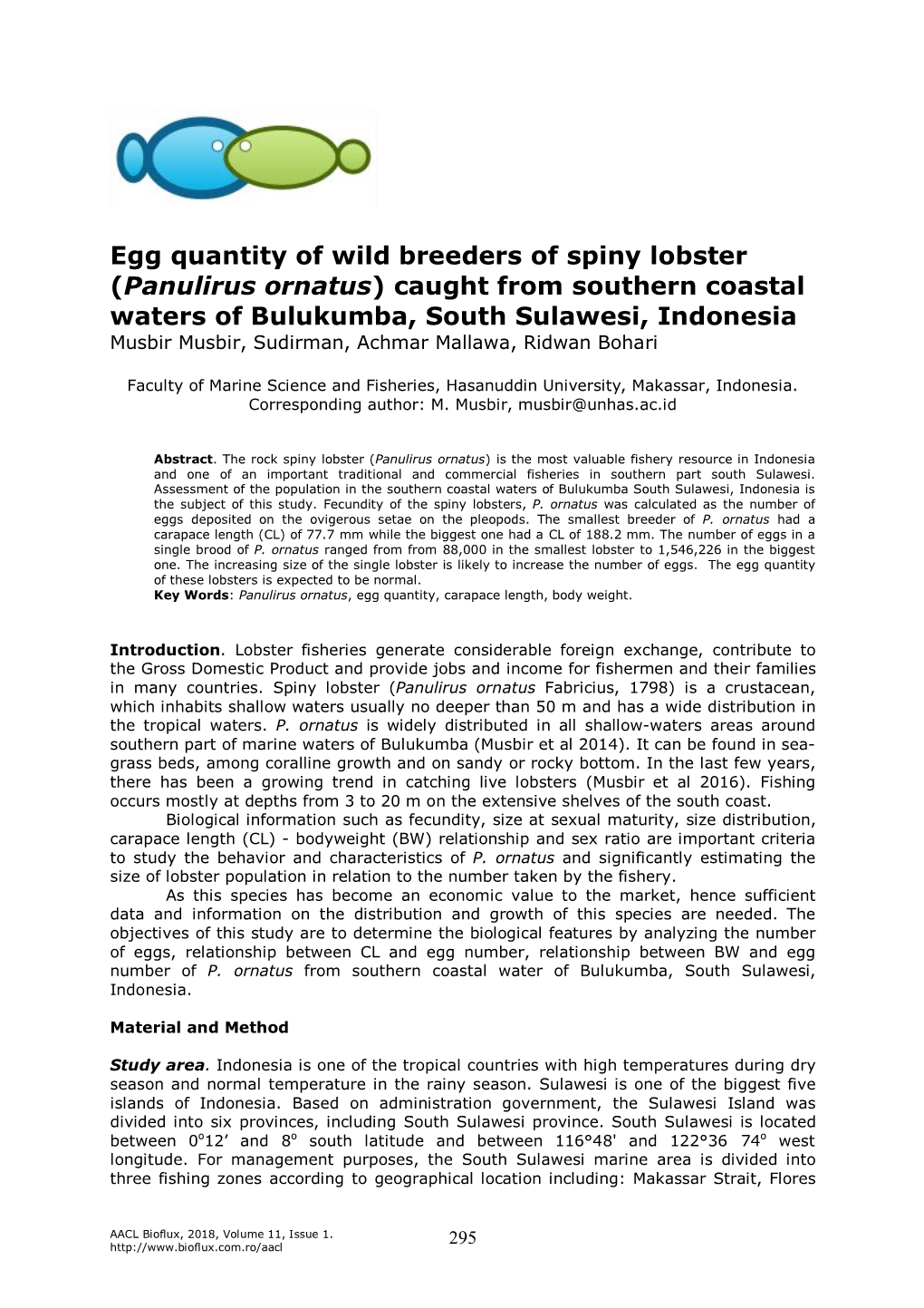 Egg Quantity of Wild Breeders of Spiny Lobster (Panulirus Ornatus) Caught