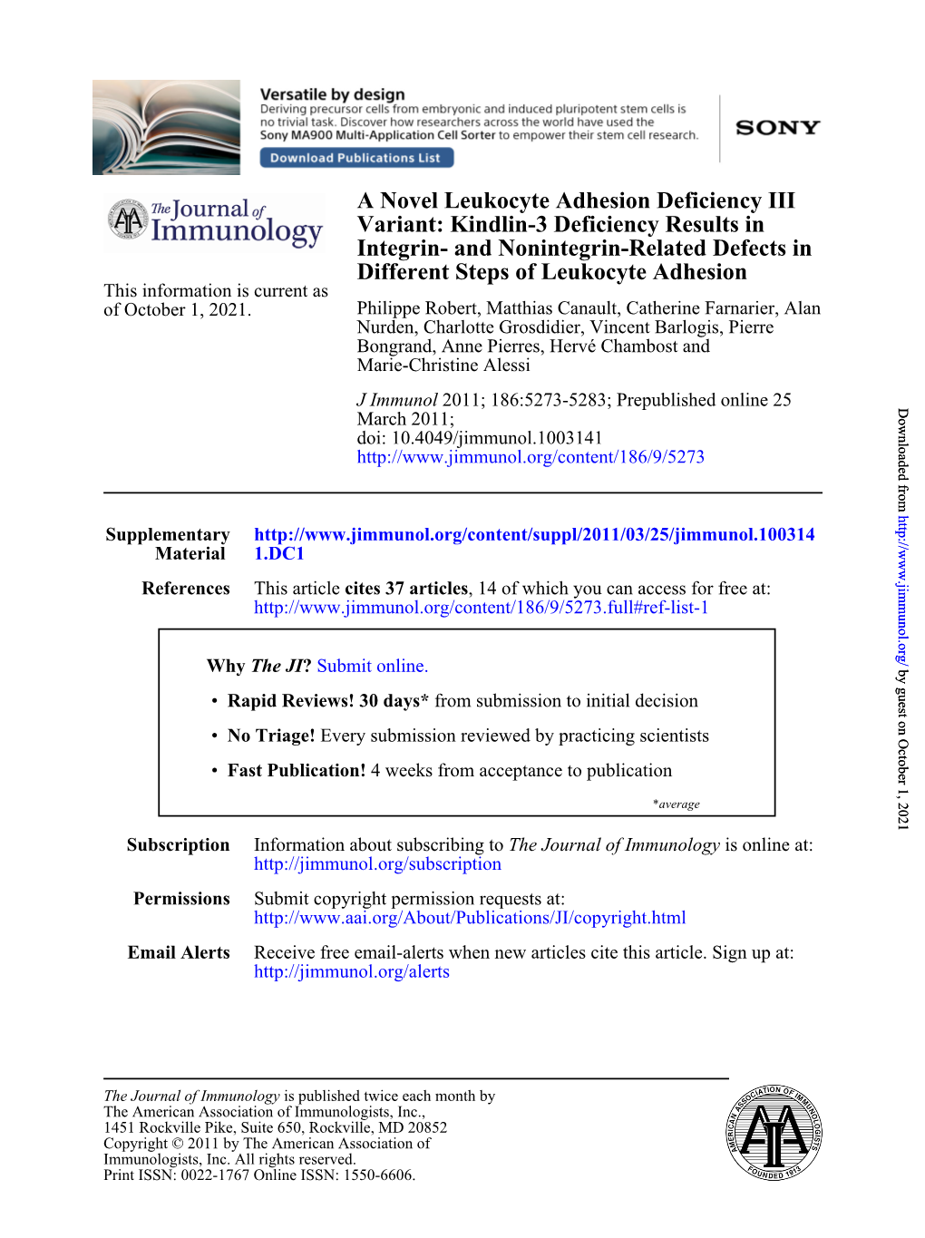 Different Steps of Leukocyte Adhesion Integrin