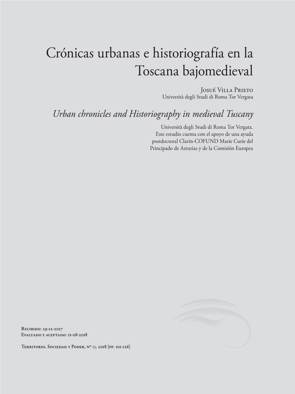 Crónicas Urbanas E Historiografía En La Toscana Bajomedieval