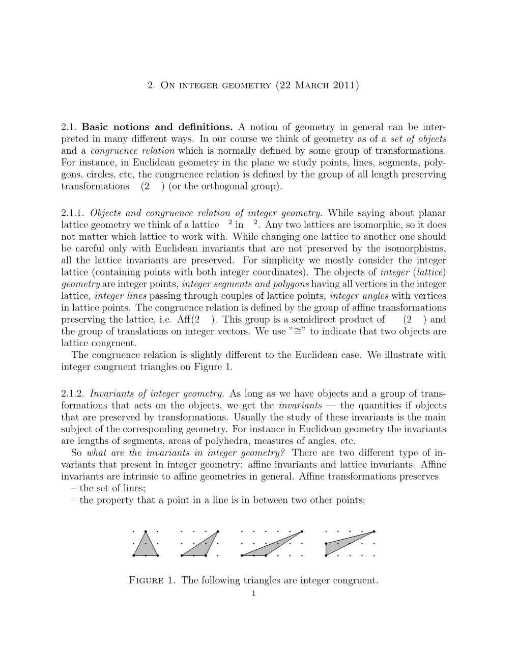 On Integer Geometry (22 March 2011)