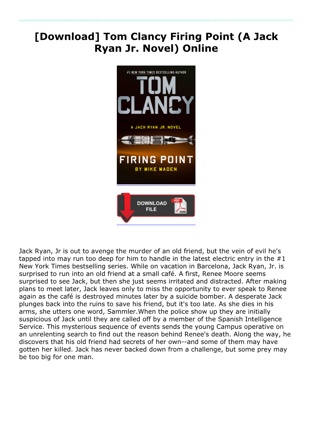 Tom Clancy Firing Point (A Jack Ryan Jr. Novel) by , Read PDF Tom Clancy Firing Point (A Jack Ryan Jr