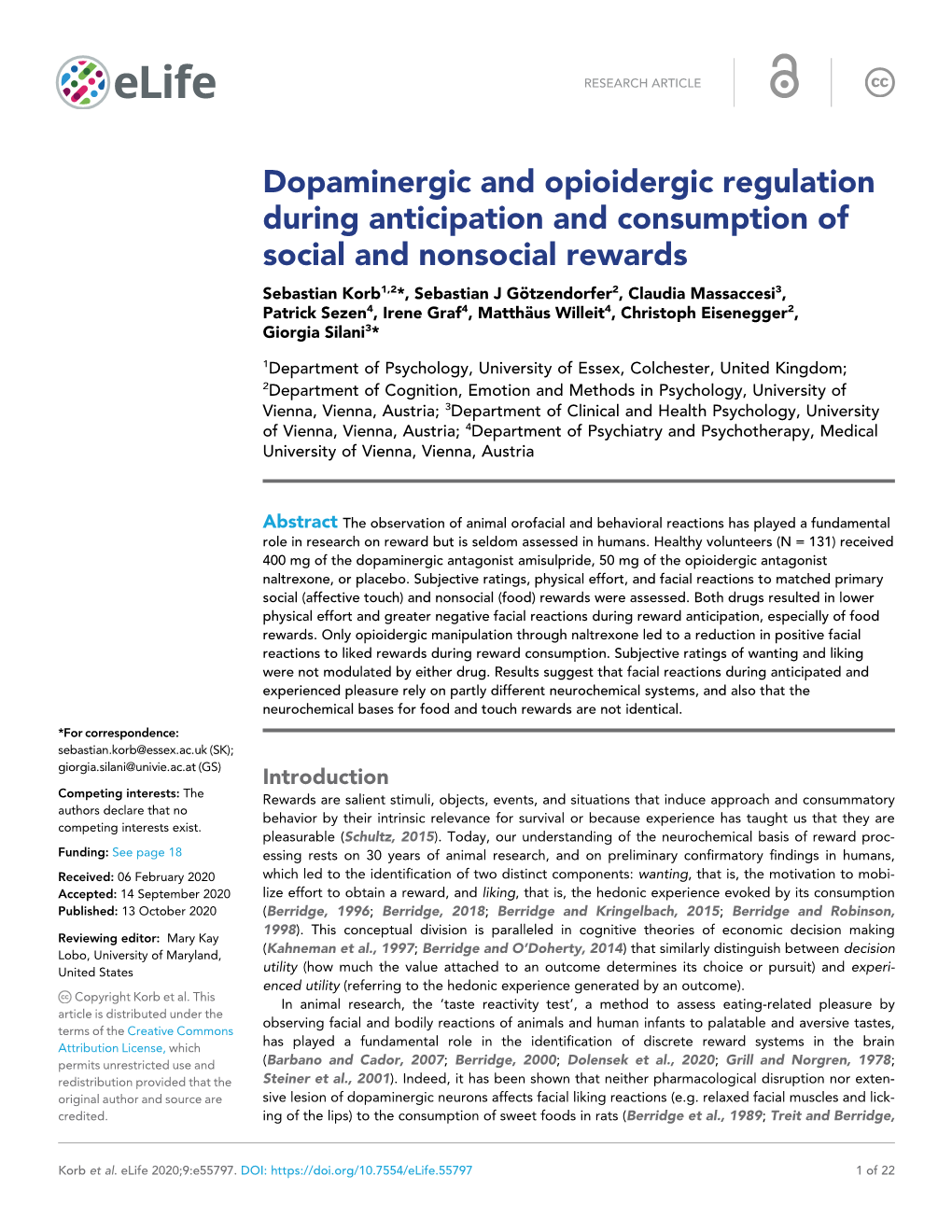 Dopaminergic and Opioidergic Regulation During Anticipation And