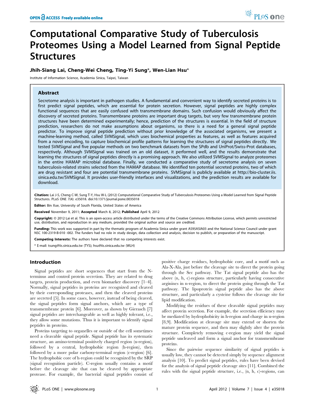 Computational Comparative Study of Tuberculosis Proteomes Using a Model Learned from Signal Peptide Structures