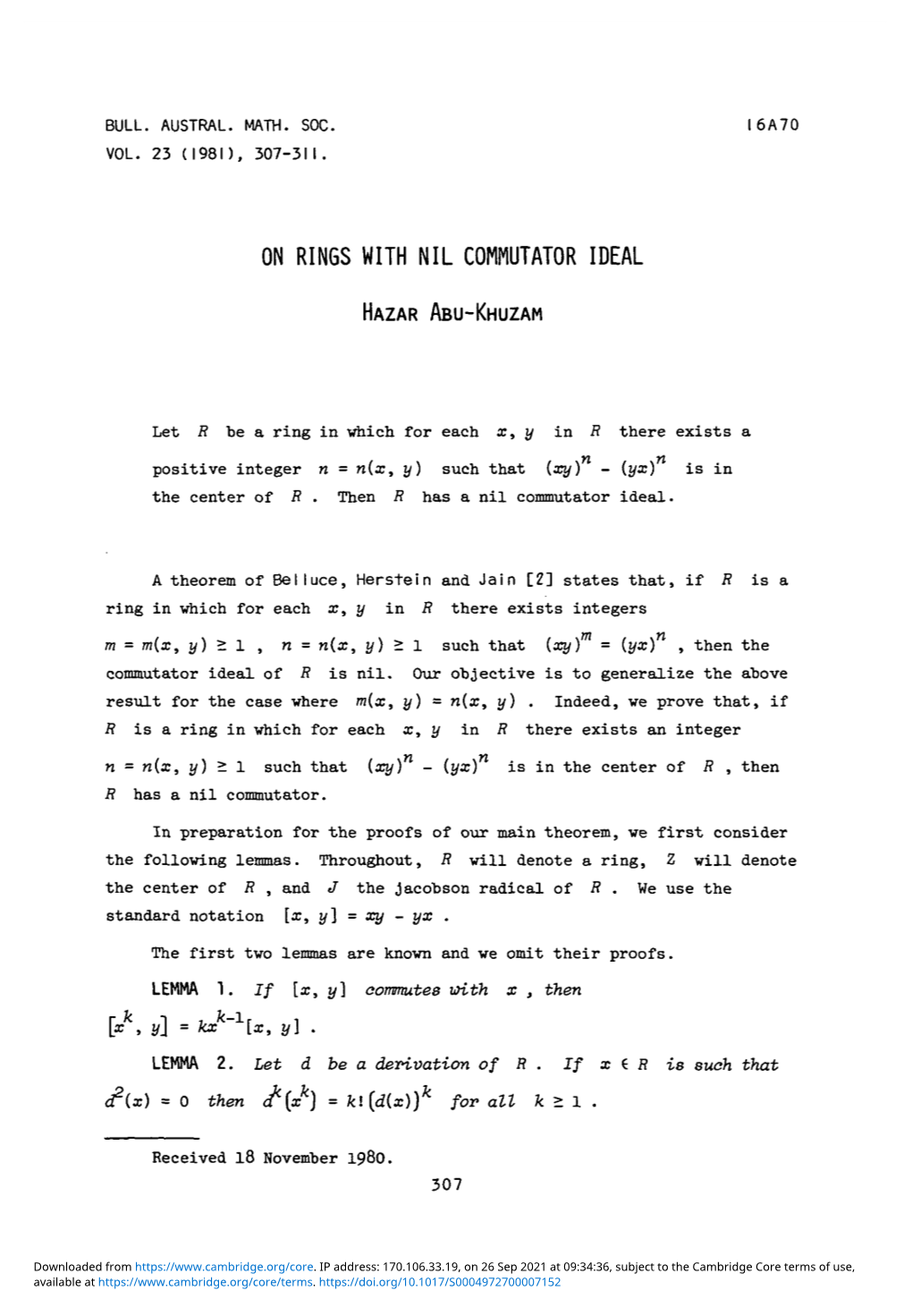 On Rings with Nil Commutator Ideal